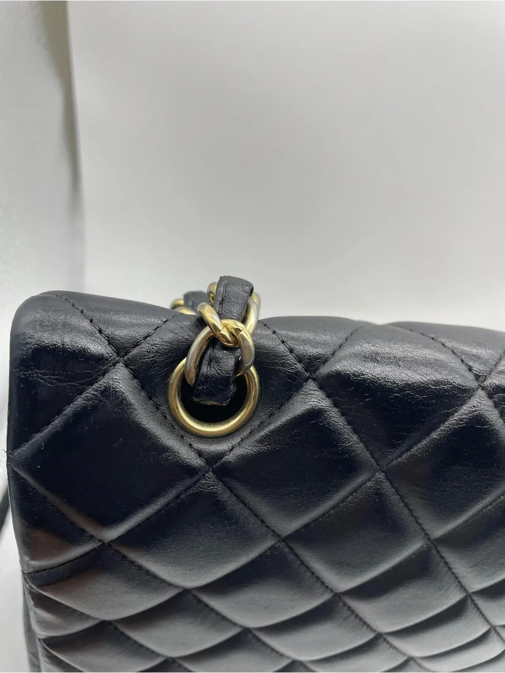 CHANEL Black Quilted Lambskin Double Flap Shoulder Bag with Gold Hardware